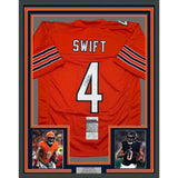 Framed Autographed/Signed D'Andre Swift 35x39 Chicago Orange Jersey JSA COA