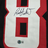 Framed Autographed/Signed Roddy White 35x39 Atlanta Black Jersey Beckett BAS COA