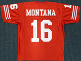 49ERS JOE MONTANA AUTOGRAPHED SIGNED FRAMED RED JERSEY TRISTAR 185074