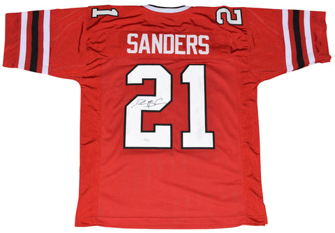 DEION SANDERS AUTOGRAPHED ATLANTA FALCONS #21 RED THROWBACK JERSEY JSA