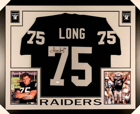 Howie Long Signed Oakland Raiders 35x43 Custom Framed Jersey (JSA COA)