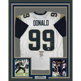 FRAMED Autographed/Signed AARON DONALD 33x42 Los Angeles LA White Jersey JSA COA