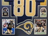 FRAMED ST. LOUIS RAMS ISAAC BRUCE AUTOGRAPHED SIGNED JERSEY BECKETT COA