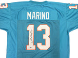 MIAMI DOLPHINS DAN MARINO AUTOGRAPHED TEAL JERSEY BECKETT BAS QR STOCK #232813