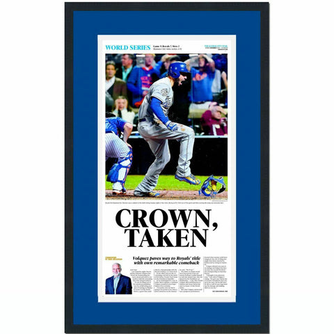 Framed Kansas City Star Crown Taken Royals 15 World Series Newspaper 17x27 Photo