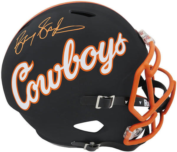 Barry Sanders Signed Oklahoma State Black Riddell Full Size Rep Helmet -(SS COA)