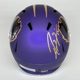 RAY LEWIS SIGNED AUTOGRAPHED BALTIMORE RAVENS FS PURPLE REPLICA HELMET BAS