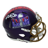 Patrick Mahomes Autographed SB LVIII Logo Speed Mini Helmet Beckett