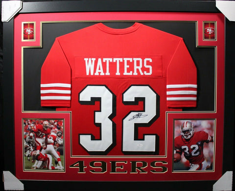 RICKY WATTERS (49ers red SKYLINE) Signed Autographed Framed Jersey JSA