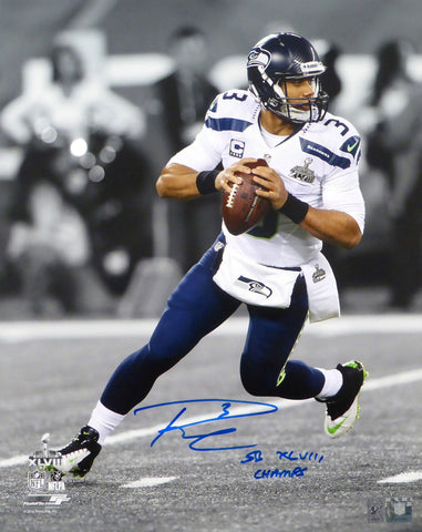 RUSSELL WILSON AUTOGRAPHED SIGNED 16X20 PHOTO SEAHAWKS SB CHAMPS RW HOLO 105131