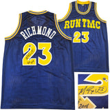 WARRIORS MITCH RICHMOND AUTOGRAPHED BLUE JERSEY HOF 2014 BECKETT WITNESS 232588