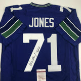 Autographed/Signed WALTER JONES HOF 14 Blue Football Jersey JSA COA Auto