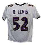 Ray Lewis Autographed/Signed Pro Style White XL Jersey BAS 30496