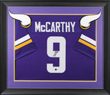 J.J. McCarthy Authentic Signed Purple Pro Style Framed Jersey BAS Witnessed