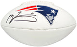 MAC JONES AUTOGRAPHED SIGNED PATRIOTS WHITE LOGO FOOTBALL BECKETT WITNESS 206521