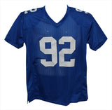 Michael Strahan Autographed/Signed Pro Style Blue XL Jersey HOF BAS 31461