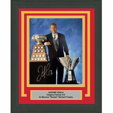 FRAMED Autographed/Signed JAROME IGINLA Calgary Flames 16x20 Photo PSA/DNA COA