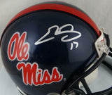 Evan Engram Autographed Ole Miss Navy Riddell Mini Helmet- JSA Auth *Silver