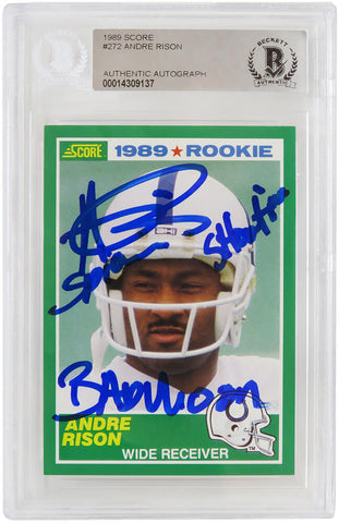 Andre Rison Autographed 1989 Score Rookie Card #272 w/Nicknames -Beckett