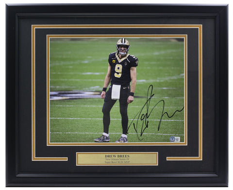 Drew Brees Signed Framed New Orleans Saints 11x14 Football Photo BAS