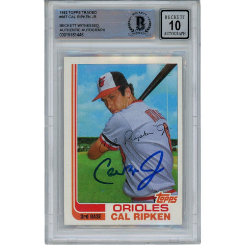 Cal Ripken Jr Autographed 1982 Topps Traded 98T Grade 10 Auto Card Beckett 47702