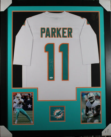 DEVANTE PARKER (Dolphins white TOWER) Signed Autographed Framed Jersey JSA