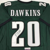 Autographed/Signed BRIAN DAWKINS Philadelphia Green Football Jersey JSA COA Auto