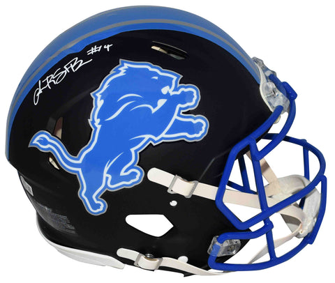 AMON-RA ST BROWN AUTOGRAPHED DETROIT LIONS FLAT BLACK AUTHENTIC HELMET BECKETT