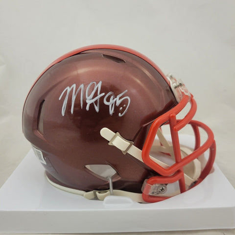 MYLES GARRETT SIGNED CLEVELAND BROWNS FLASH SPEED MINI HELMET BECKETT QR