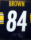 STEELERS ANTONIO BROWN AUTOGRAPHED FRAMED BLACK NIKE JERSEY BECKETT 130317