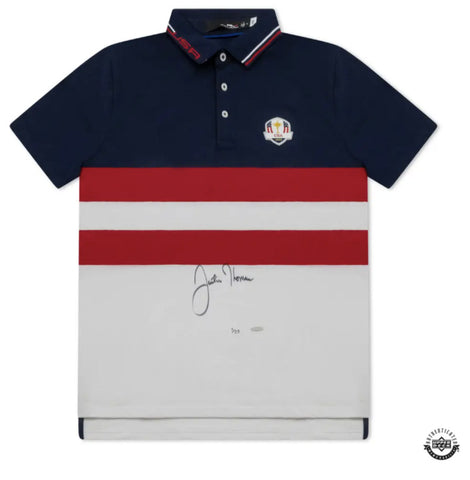 Justin Thomas Autographed USA 2023 Ryder Cup Sunday Polo Shirt UDA LE 23