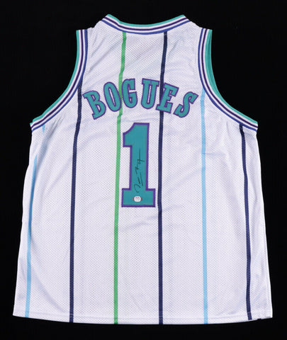 Muggsy Bogues Signed Hornets Jersey (PSA COA) Charlotte's 1987 1st Rnd Draft Pck