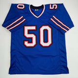 Autographed/Signed Greg Rousseau Buffalo Blue Football Jersey JSA COA