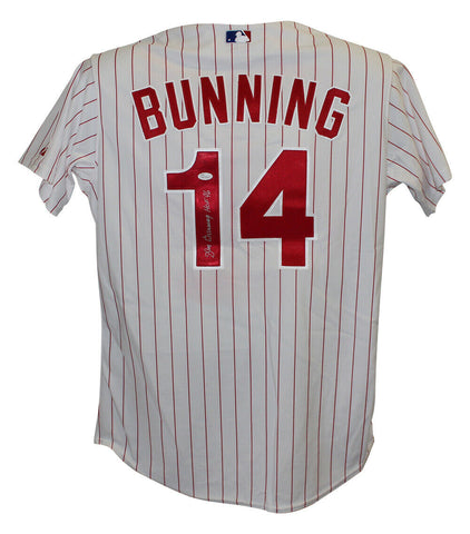 Jim Bunning Signed Philadelphia Phillies Majestic White 48 Jersey HOF JSA 25133