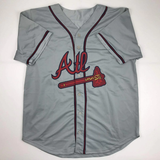 Autographed/Signed ANDRUW JONES Atlanta Grey Baseball Jersey PSA/DNA COA Auto