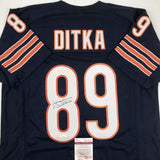 Autographed/Signed MIKE DITKA Chicago Blue Football Jersey JSA COA Auto