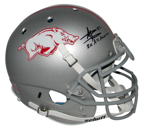 STEVE ATWATER SIGNED ARKANSAS RAZORBACKS SILVER FULL SIZE AUTHENTIC HELMET BAS