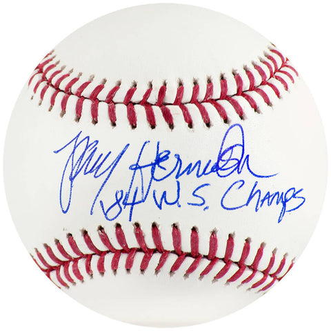 Larry Herndon Signed Rawlings Official MLB Baseball w/84 Champs - (SCHWARTZ COA)