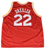 CLYDE DREXLER AUTOGRAPHED HOUSTON ROCKETS #22 RED BASKETBALL JERSEY JSA