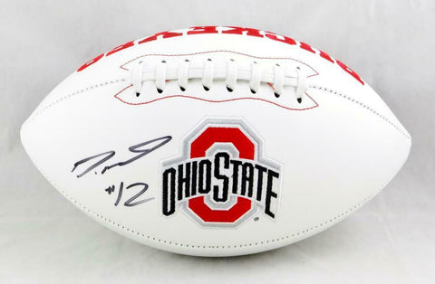 Denzel Ward Autographed Ohio State Buckeyes Logo Football- Beckett Auth *Black