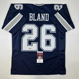 Autographed/Signed Daron Bland Dallas Blue Football Jersey JSA COA