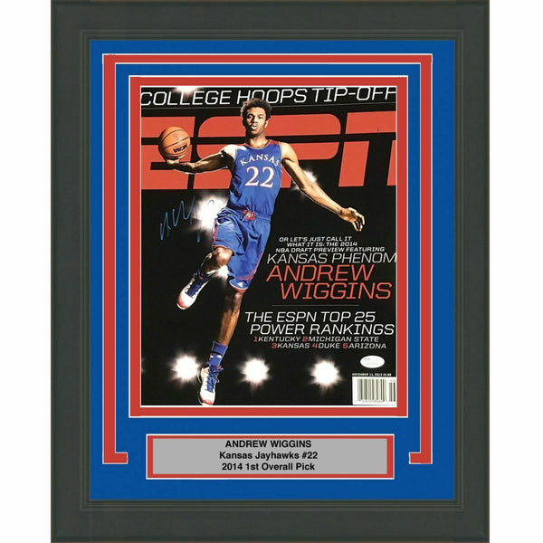 FRAMED Autographed/Signed ANDREW WIGGINS Kansas Jayhawks 11x14 Photo JSA COA