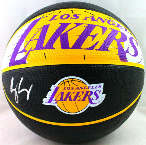 Kyle Kuzma Autographed NBA LA Lakers Logo Black Basketball- Beckett Witness *Sil