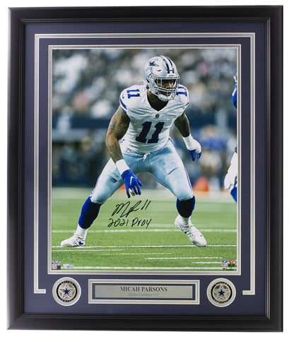 Micah Parsons Signed Framed Dallas Cowboys 16x20 Photo 2021 DLOY Fanatics