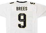 SAINTS DREW BREES AUTOGRAPHED WHITE JERSEY "SB XLIV MVP" BECKETT WITNESS 216828