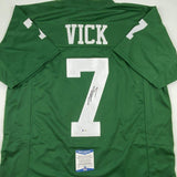 Autographed/Signed MICHAEL MIKE VICK Philadelphia Kelly Green Jersey Beckett COA