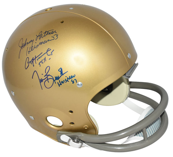 JOHNNY LATTNER PAUL HORNUNG TIM BROWN SIGNED NOTRE DAME THROWBACK TK HELMET