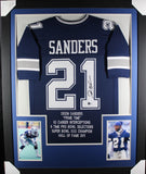 DEION SANDERS (Cowboys blue stat TOWER) Signed Autographed Framed Jersey Beckett