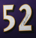 Ray Lewis Autographed Baltimore Ravens Framed Purple XL Jersey BAS 31055