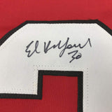 Framed Autographed/Signed Ed Belfour 35x39 Chicago Red Hockey Jersey JSA COA